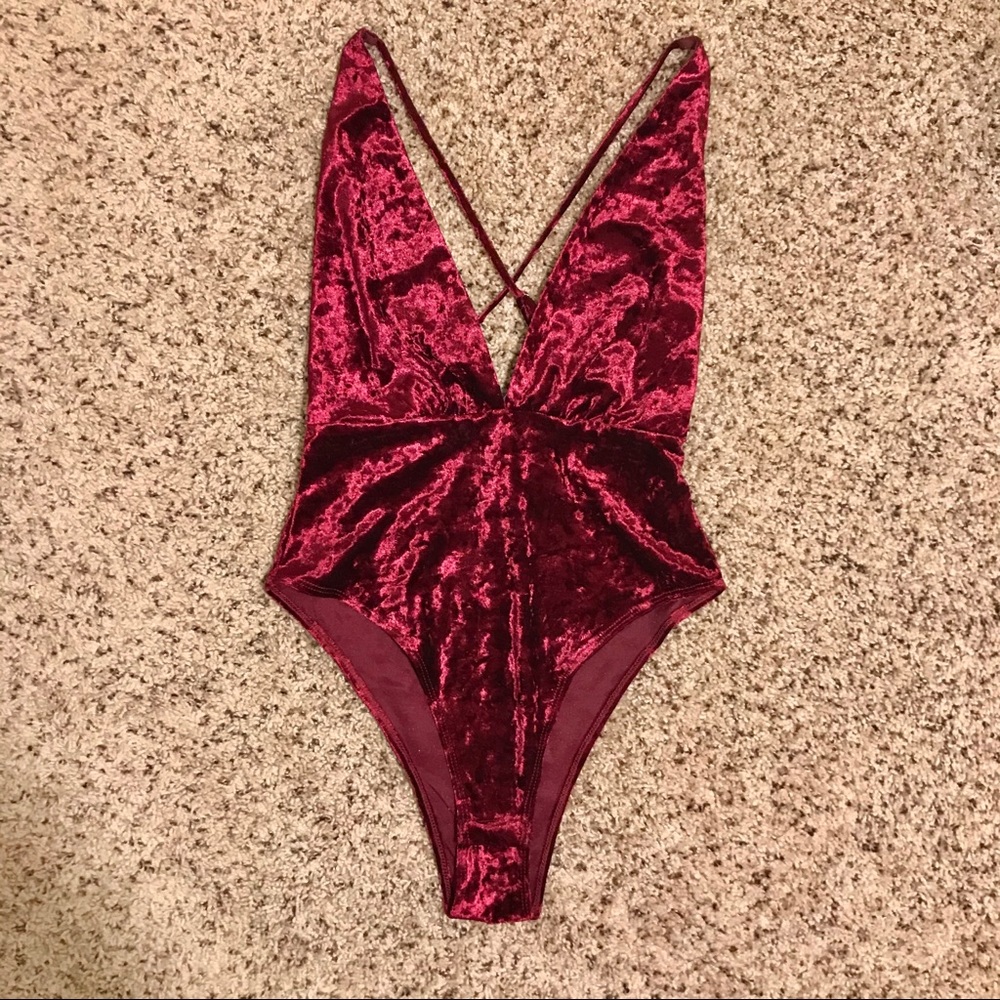 NWT Sexy Crushed Velvet Bodysuit